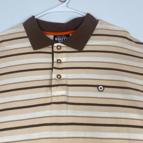 Vintage South Pole Polo Shirt Mens XLarge Brown Stripes Authentic Collection - Picture 3 of 12